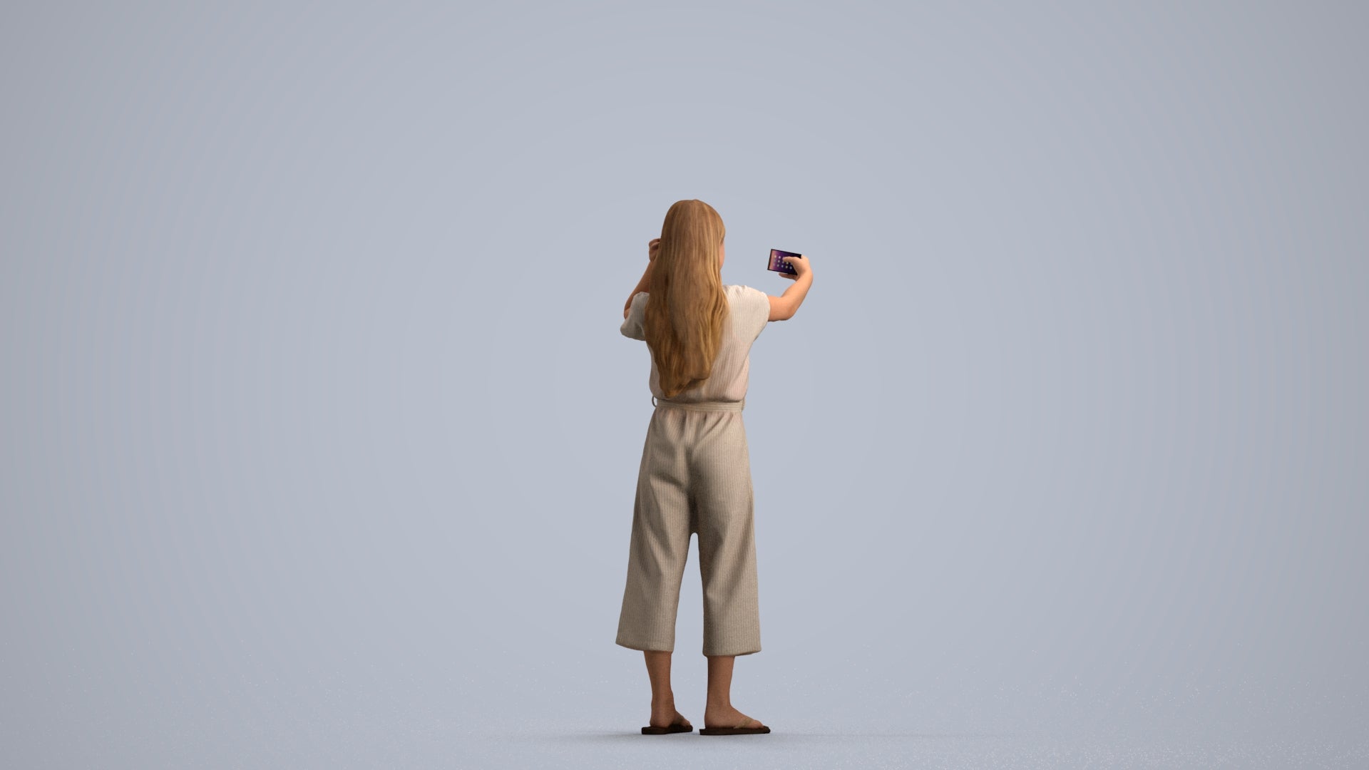realistic 3D girl kids, scanned archviz people for Blender and 3ds Max, front view render