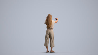 realistic 3D girl kids, scanned archviz people for Blender and 3ds Max, front view render