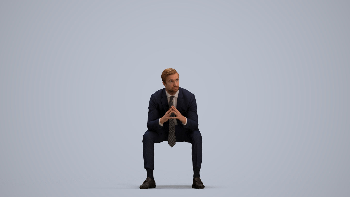 realistic 3D people man business, render-ready for V-Ray and Corona, FBX OBJ, standing pose render