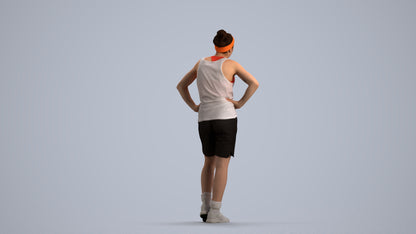 realistic 3D human woman sport, archviz people FBX OBJ for Blender, front view render