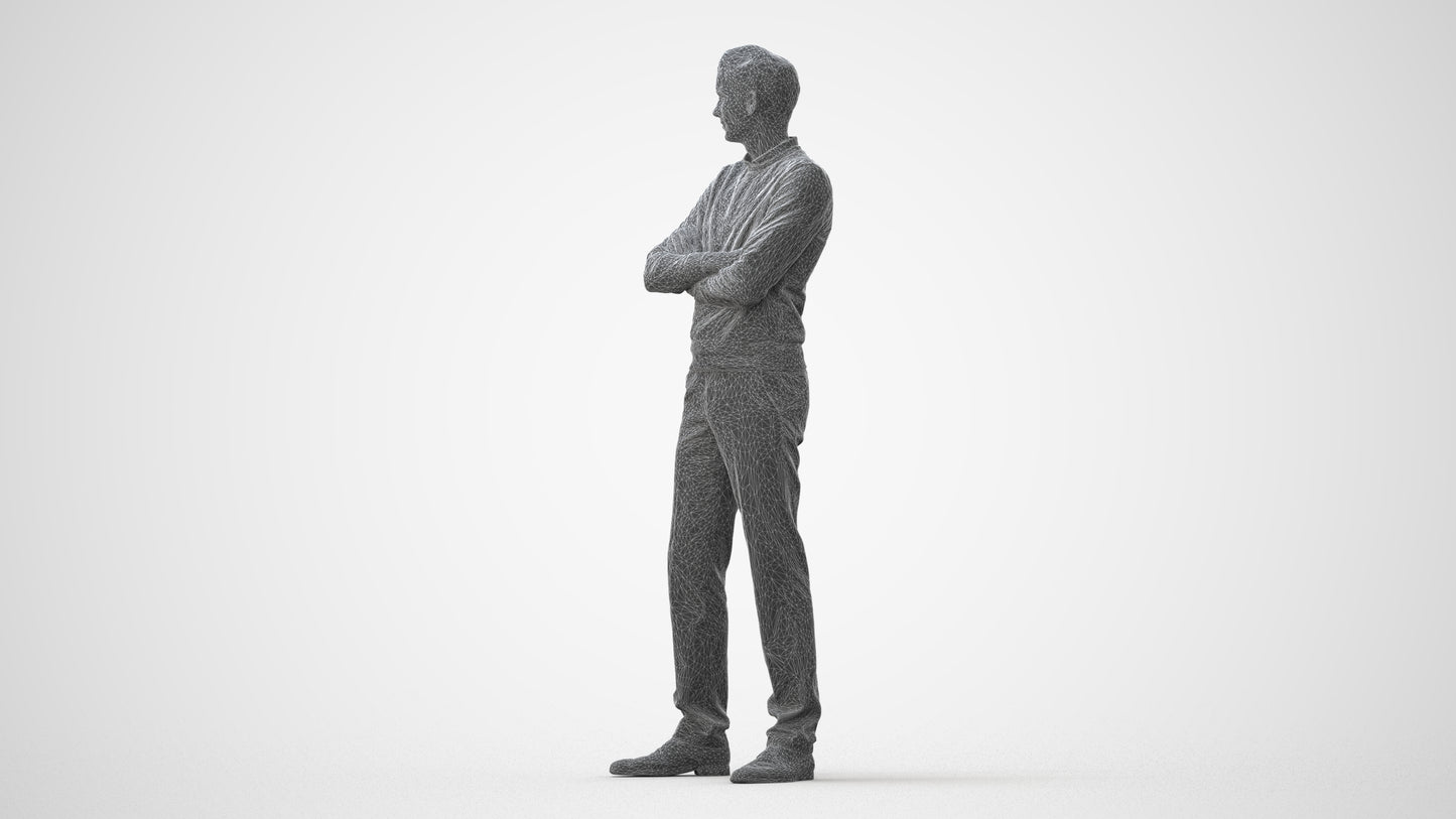 photogrammetry 3D man casual standing, realistic human model archviz FBX, square thumbnail