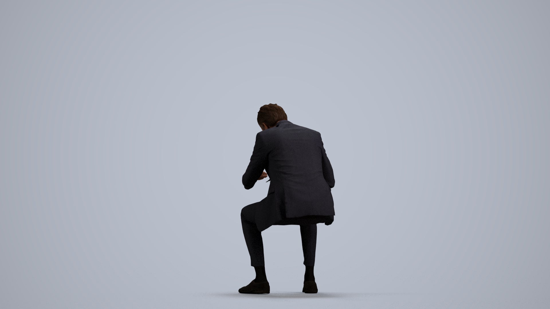 3D people model man business, scanned human for 3ds Max rendering, front view render