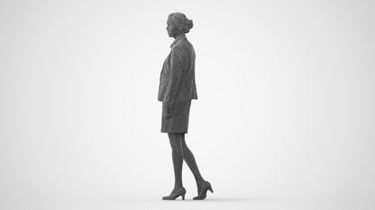 realistic 3D human woman business walking, archviz people FBX OBJ for Blender, square thumbnail