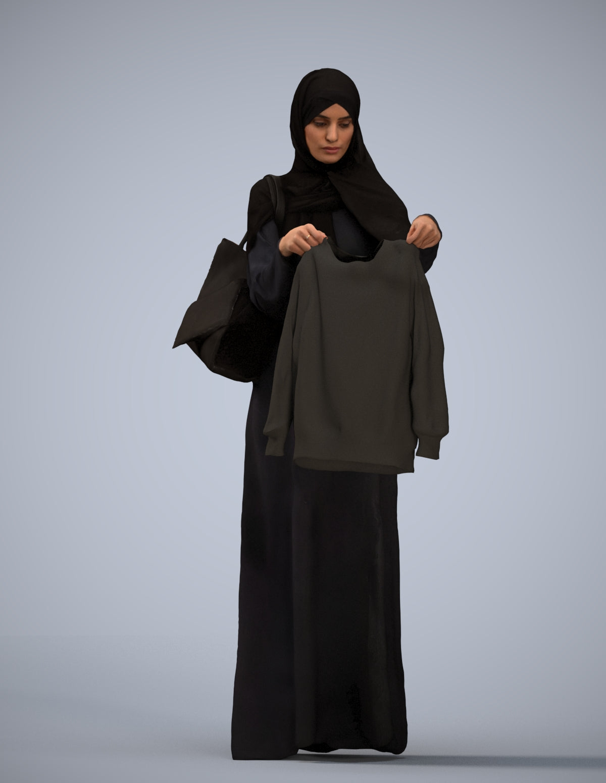 scanned 3D woman shopping, photogrammetry people for Enscape and V-Ray