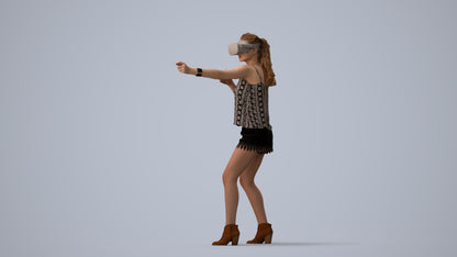 scanned 3D girl casual standing, photogrammetry people for Enscape and V-Ray, three-quarter view render