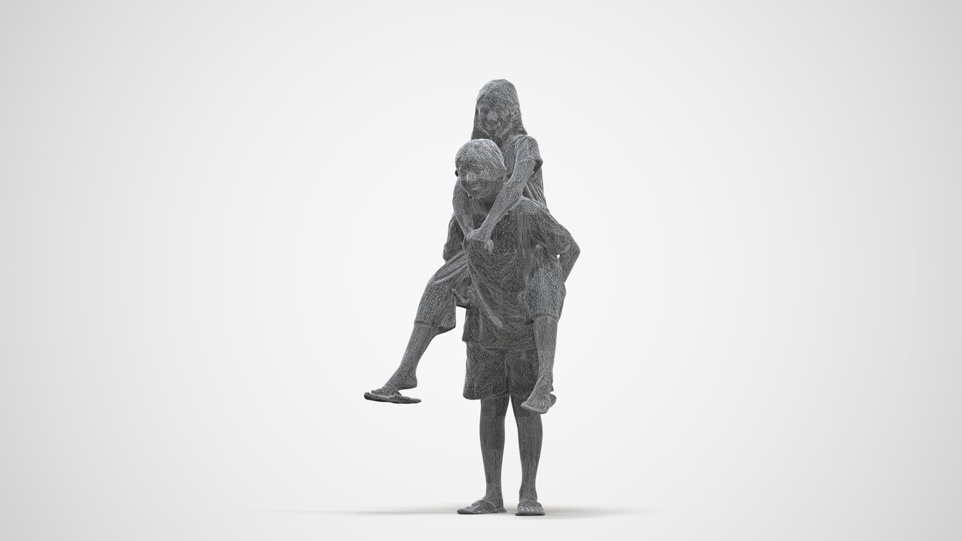 photogrammetry 3D girl kids, realistic human model archviz FBX, three-quarter front view render