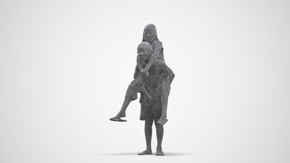 photogrammetry 3D girl kids, realistic human model archviz FBX, three-quarter front view render