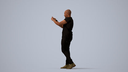 realistic 3D man casual standing, scanned archviz people for Blender and 3ds Max, three-quarter view render
