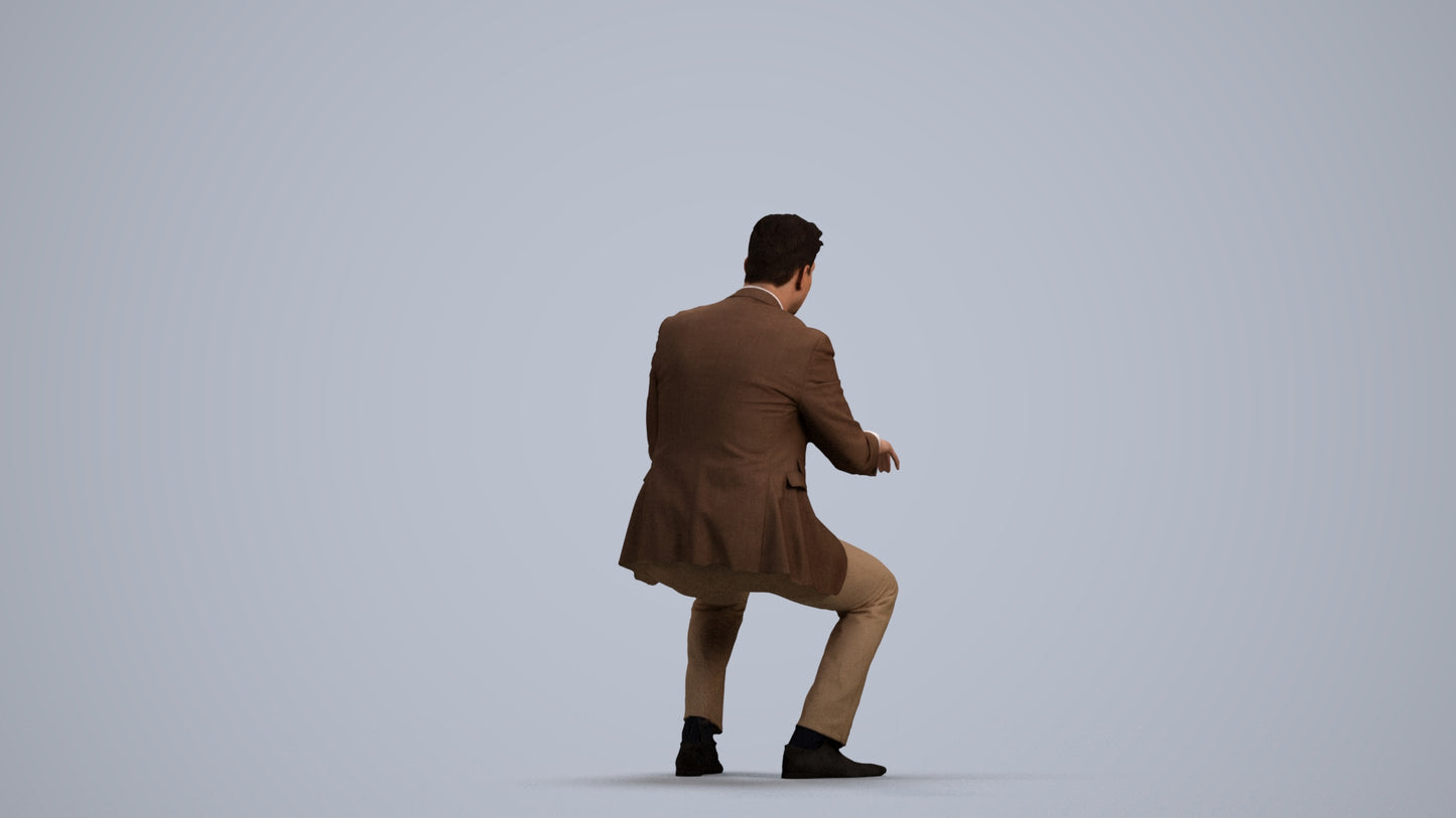 3D scanned man business, photorealistic archviz people for Enscape and SketchUp, front view render