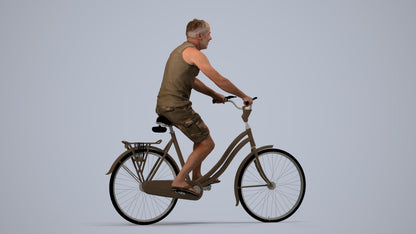 scanned 3D man casual cycling, photogrammetry people for Enscape and V-Ray, side view render