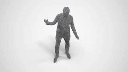 photogrammetry 3D man business, realistic human model archviz FBX, wireframe three-quarter view