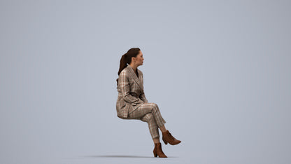 3D scanned woman business, photorealistic archviz people for Enscape and SketchUp, side view render