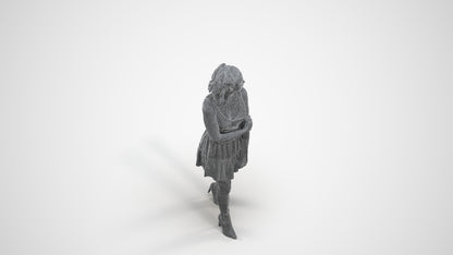 scanned 3D woman casual walking, photogrammetry people for Enscape and V-Ray, wireframe three-quarter view