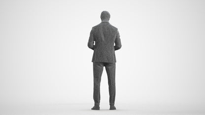 scanned 3D man business, photogrammetry people for Enscape and V-Ray, wireframe front view