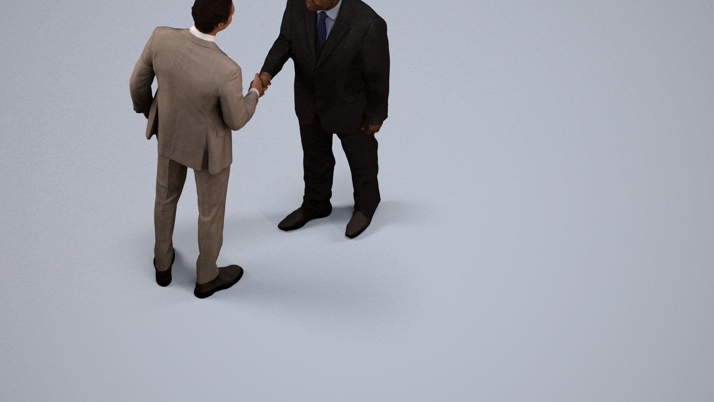 scanned 3D man business, photogrammetry people for Enscape and V-Ray, back view render