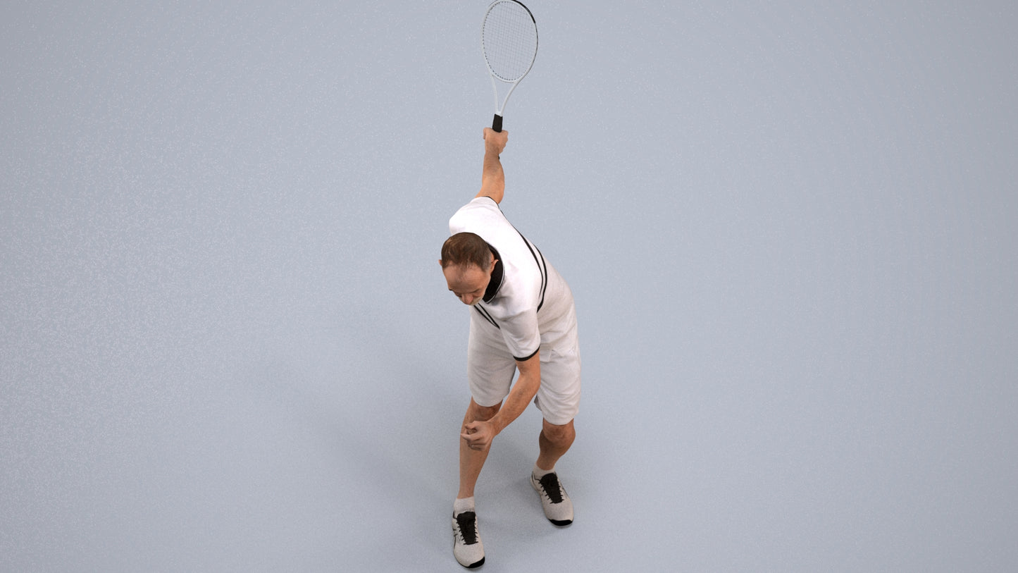 photogrammetry 3D senior man sport, realistic human model archviz FBX, back view render