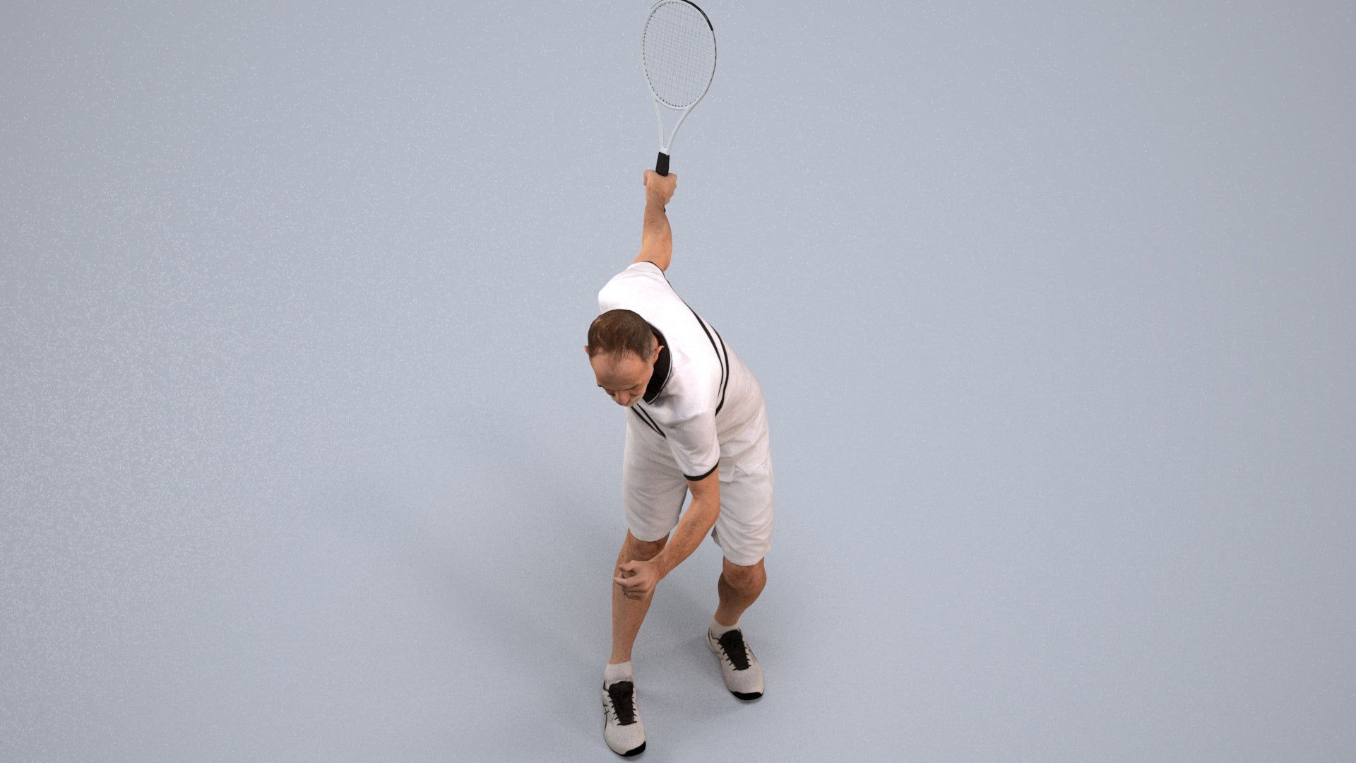 photogrammetry 3D senior man sport, realistic human model archviz FBX, back view render