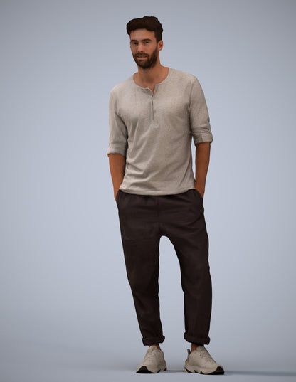 realistic 3D people man casual standing, render-ready for V-Ray and Corona, FBX OBJ