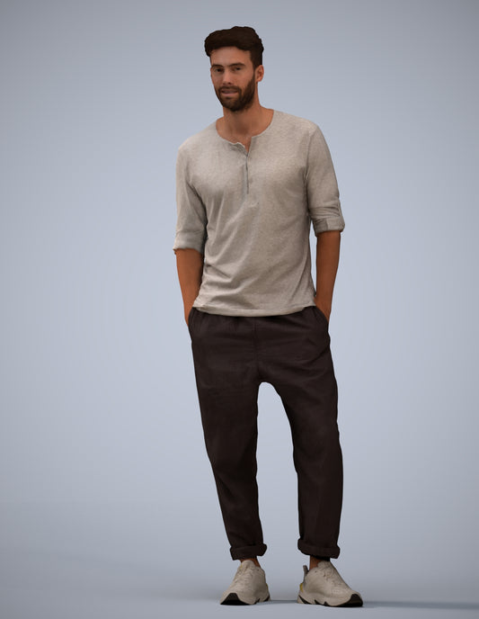 realistic 3D people man casual standing, render-ready for V-Ray and Corona, FBX OBJ