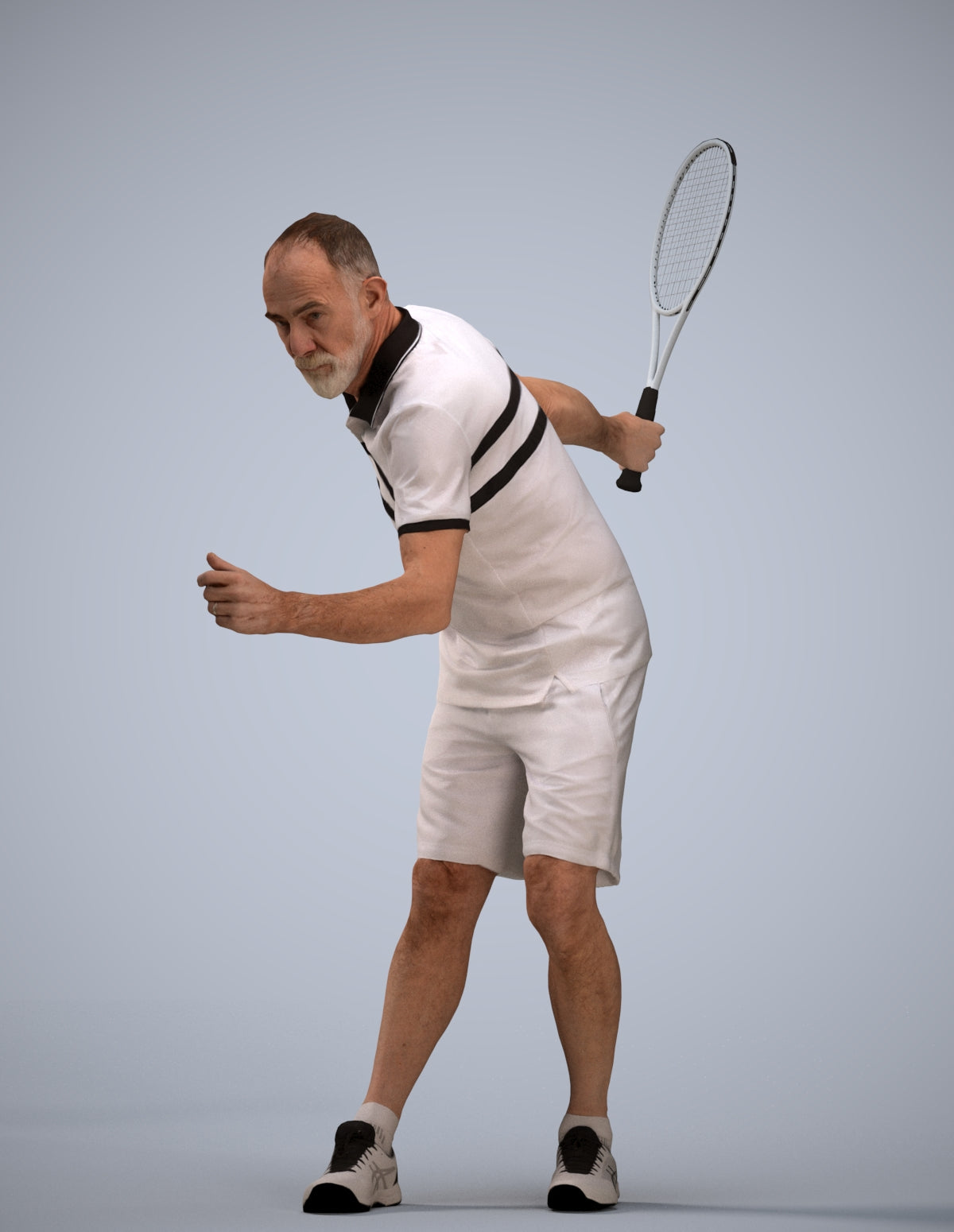 photogrammetry 3D senior man sport, realistic human model archviz FBX