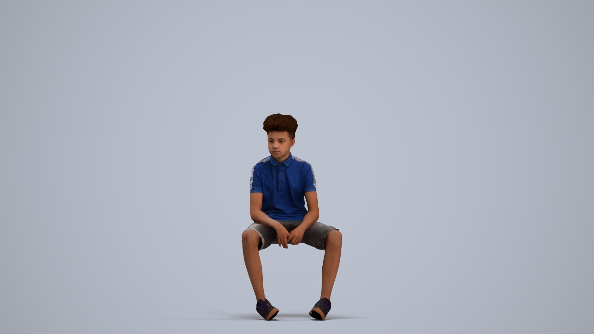 3D scanned boy kids casual, photorealistic archviz people for Enscape and SketchUp, standing pose render