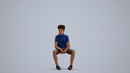 3D scanned boy kids casual, photorealistic archviz people for Enscape and SketchUp, standing pose render