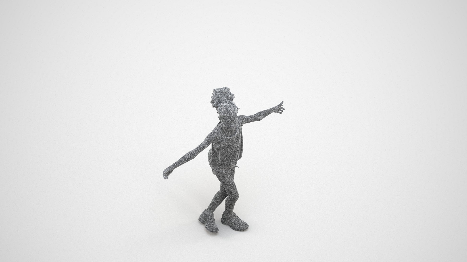 realistic 3D people girl sport kids, render-ready for V-Ray and Corona, FBX OBJ, wireframe three-quarter view