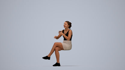3D people model girl casual kids, scanned human for 3ds Max rendering, top-down view render