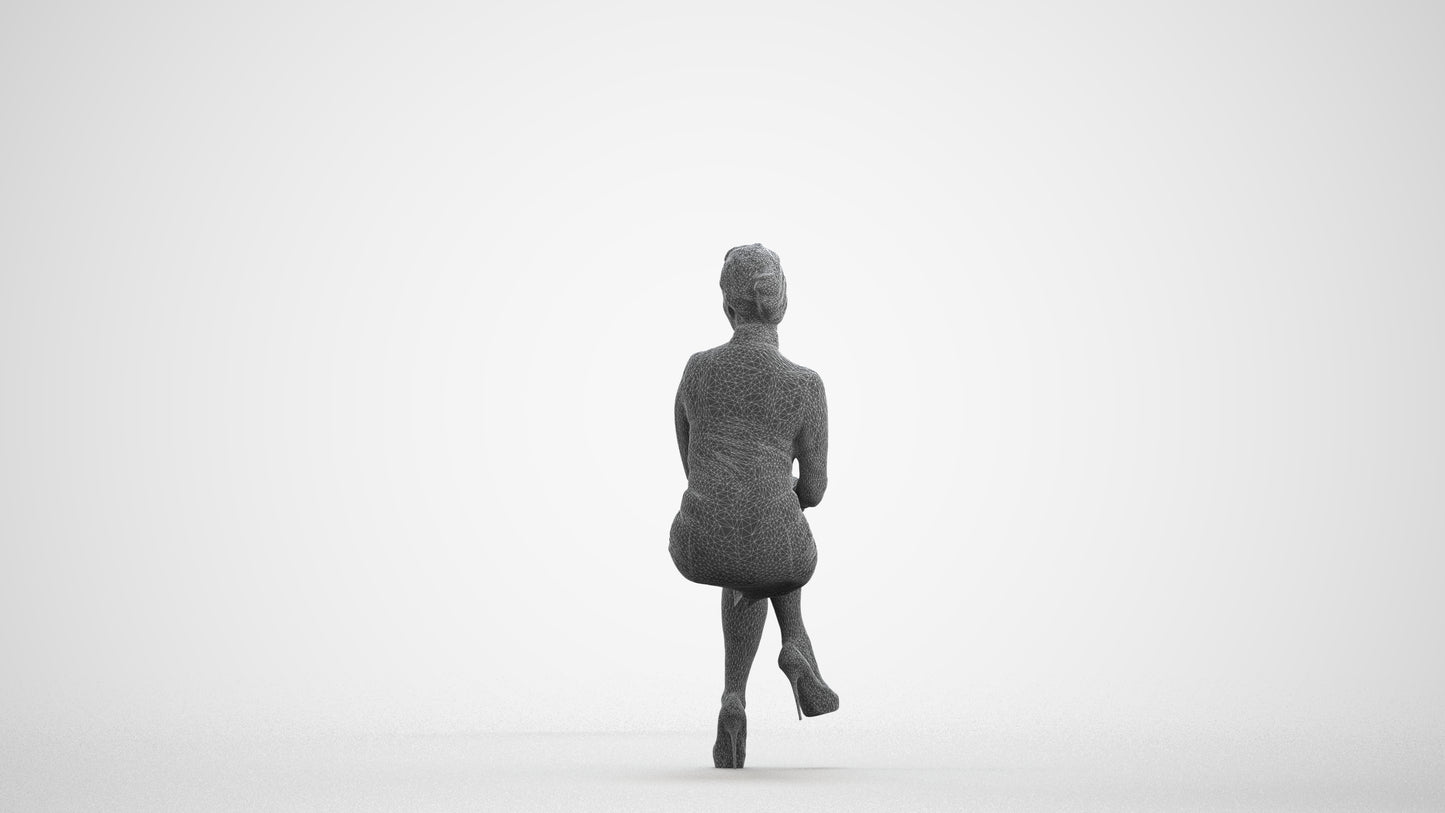 realistic 3D human woman business, archviz people FBX OBJ for Blender, wireframe front view