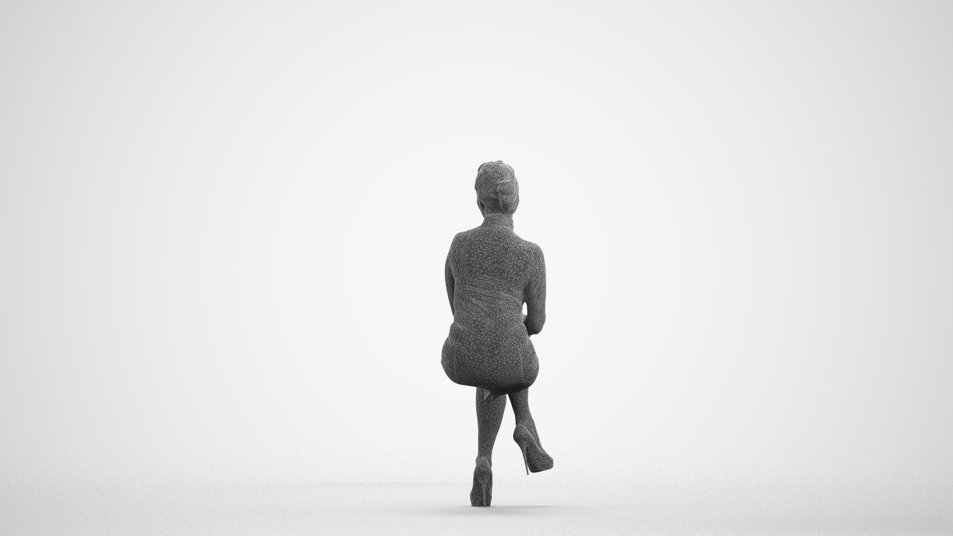 realistic 3D human woman business, archviz people FBX OBJ for Blender, wireframe front view