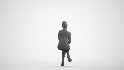 realistic 3D human woman business, archviz people FBX OBJ for Blender, wireframe front view