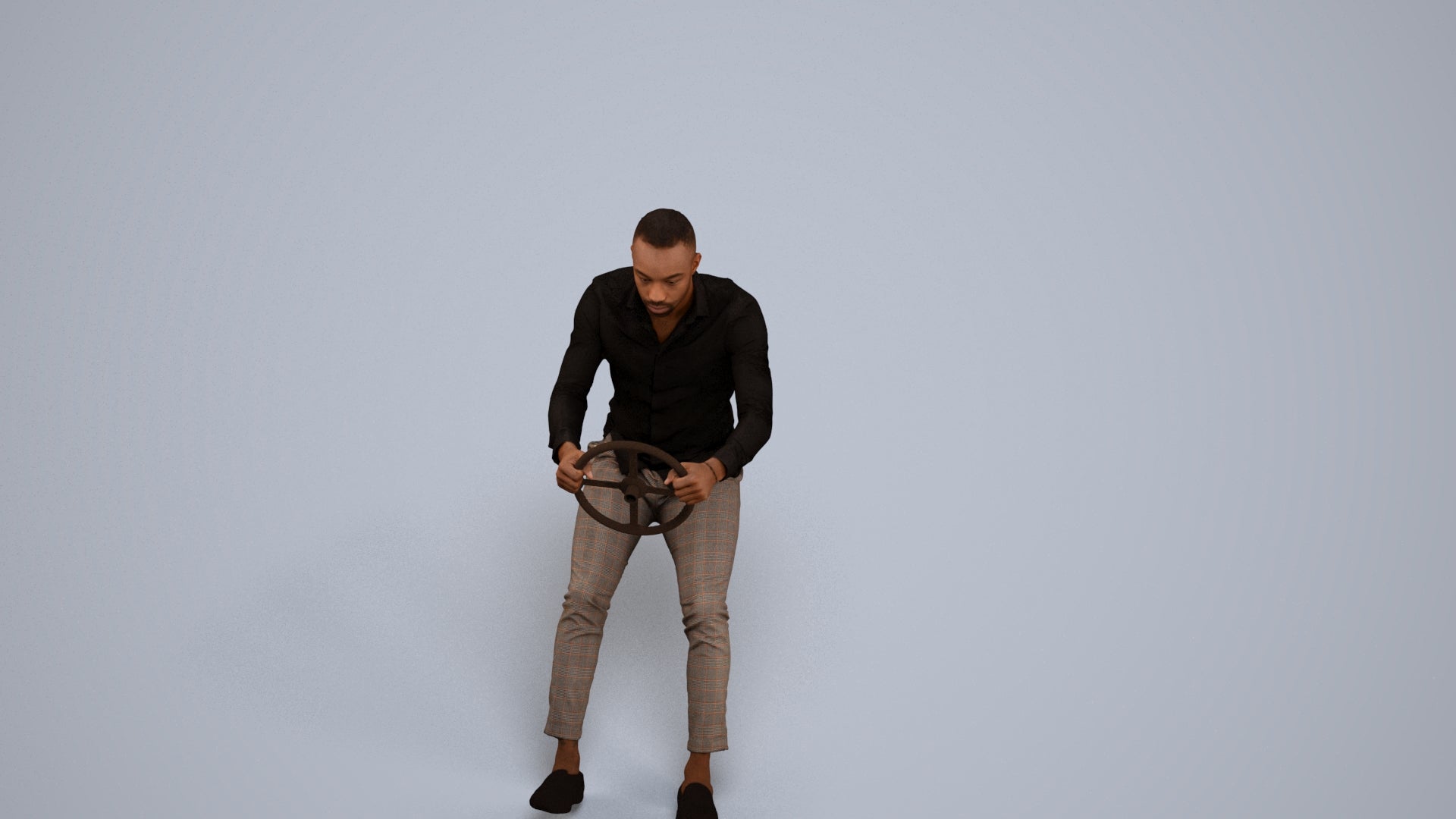 photogrammetry 3D boy casual driving, realistic human model archviz FBX, back view render
