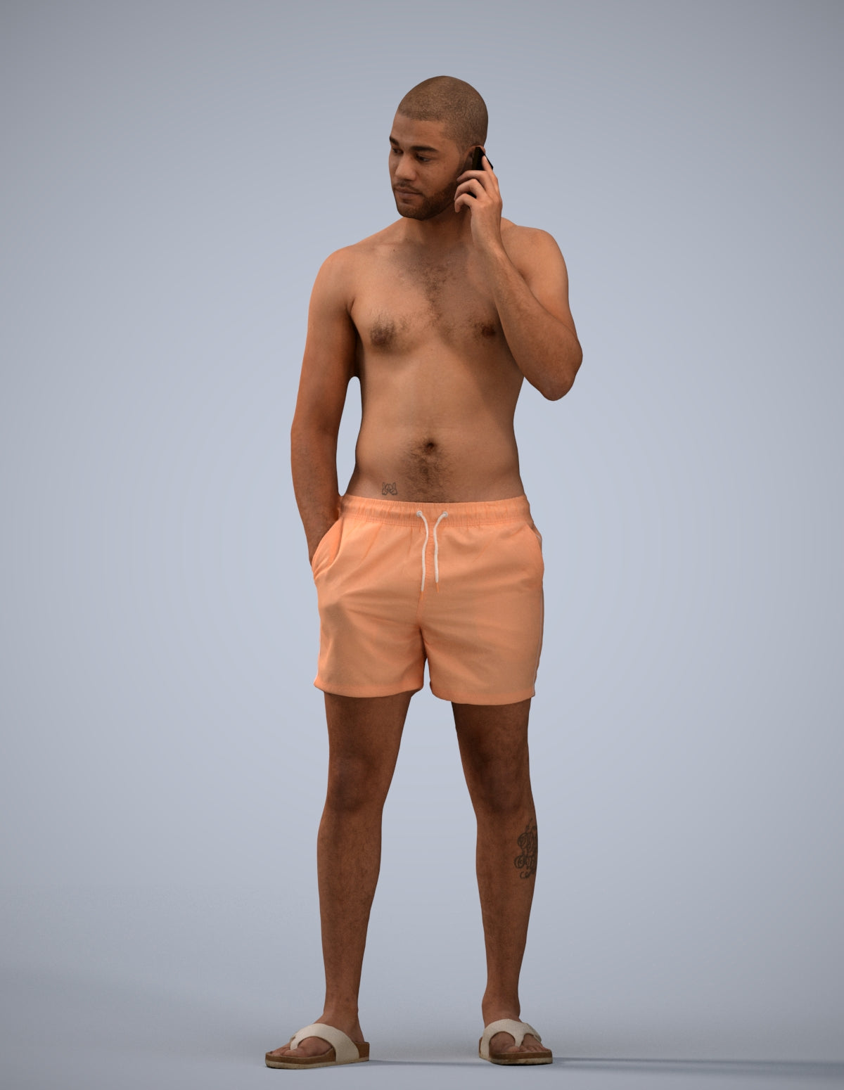 realistic 3D human man pool, archviz people FBX OBJ for Blender