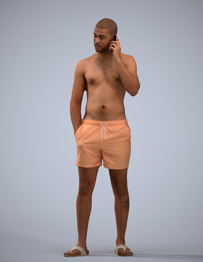 realistic 3D human man pool, archviz people FBX OBJ for Blender