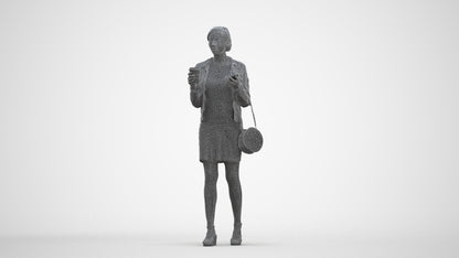 realistic 3D people woman casual standing, render-ready for V-Ray and Corona, FBX OBJ, three-quarter front view render