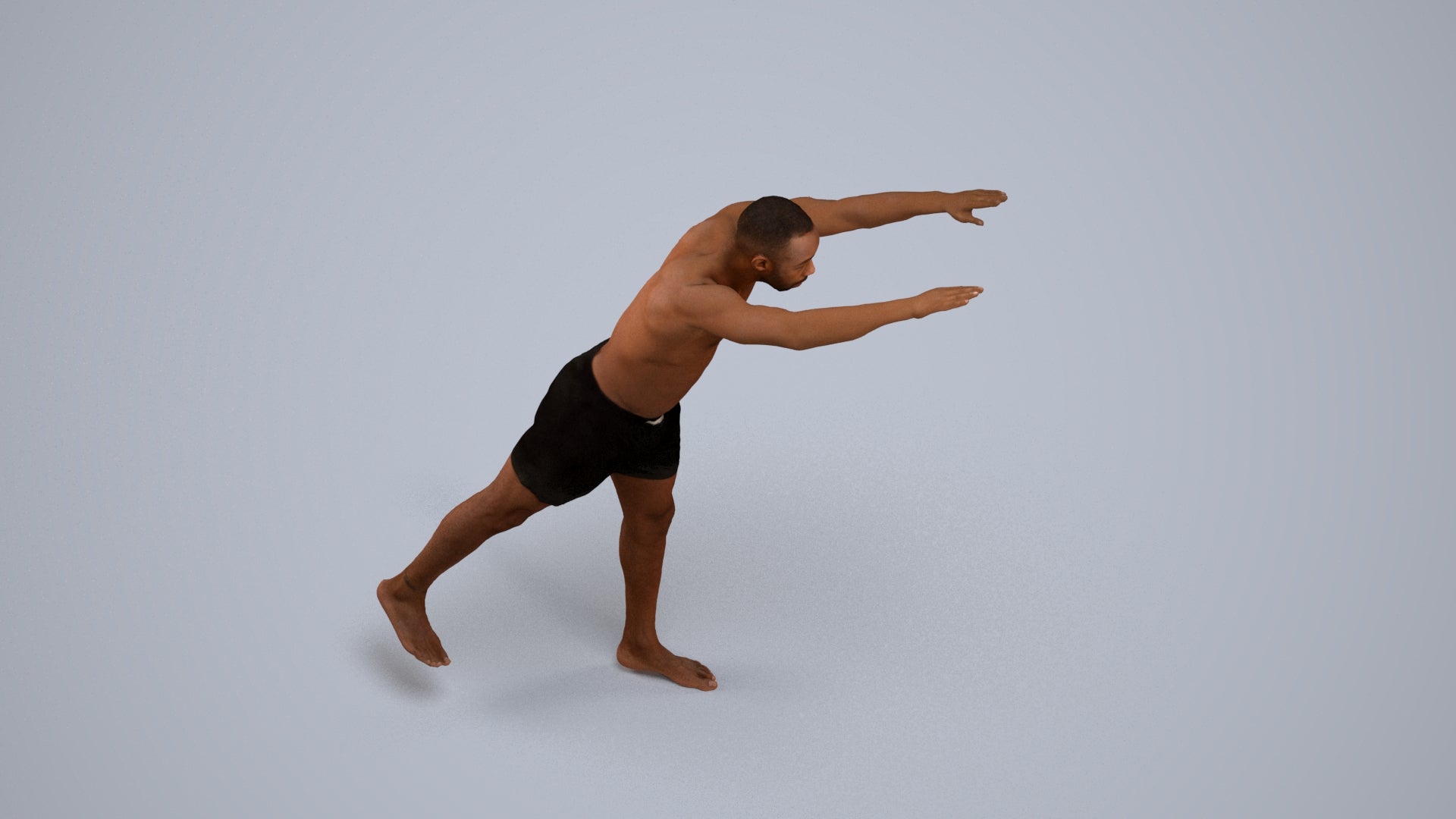 3D people model man pool, scanned human for 3ds Max rendering, back view render