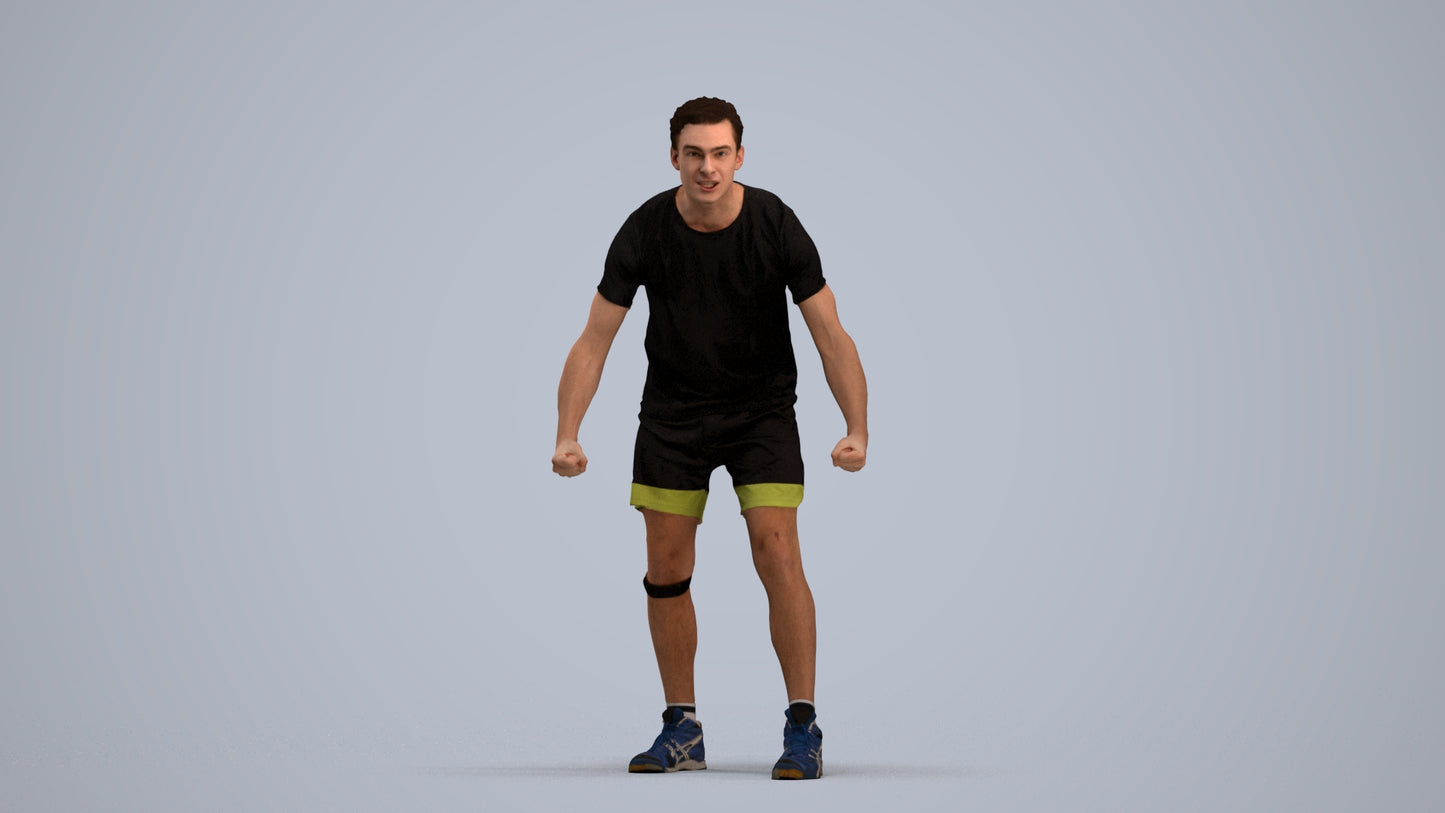 3D people model man sport, scanned human for 3ds Max rendering, standing pose render