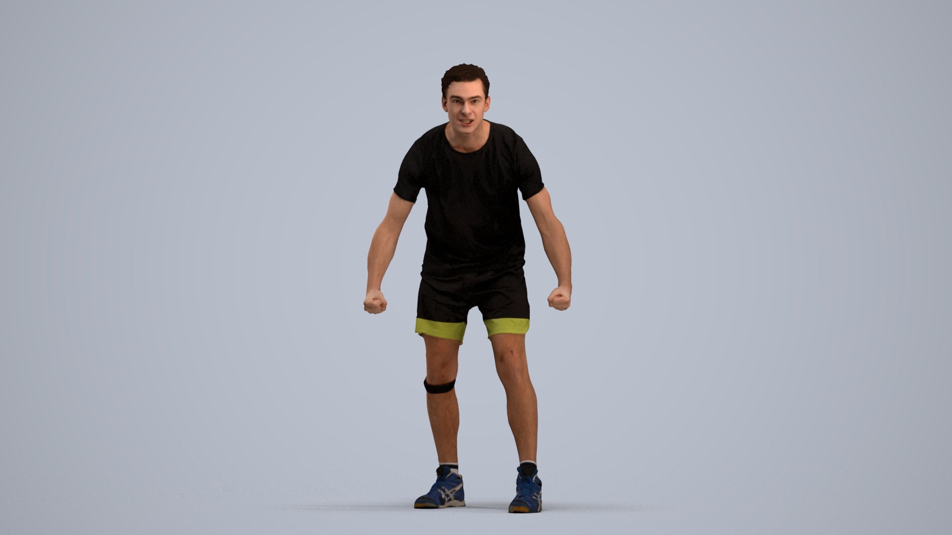 3D people model man sport, scanned human for 3ds Max rendering, standing pose render
