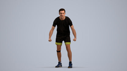 3D people model man sport, scanned human for 3ds Max rendering, standing pose render