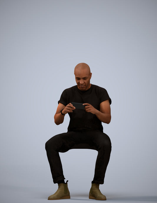 realistic 3D people man casual sitting, render-ready for V-Ray and Corona, FBX OBJ