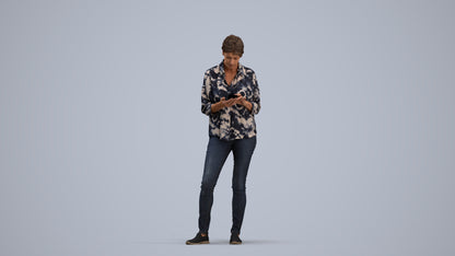 realistic 3D people woman casual standing, render-ready for V-Ray and Corona, FBX OBJ, standing pose render