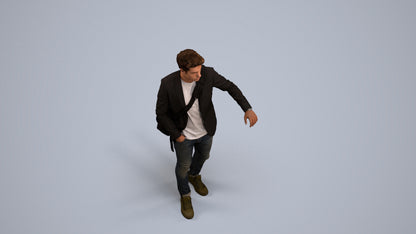 3D scanned man standing casual, photorealistic archviz people for Enscape and SketchUp, back view render