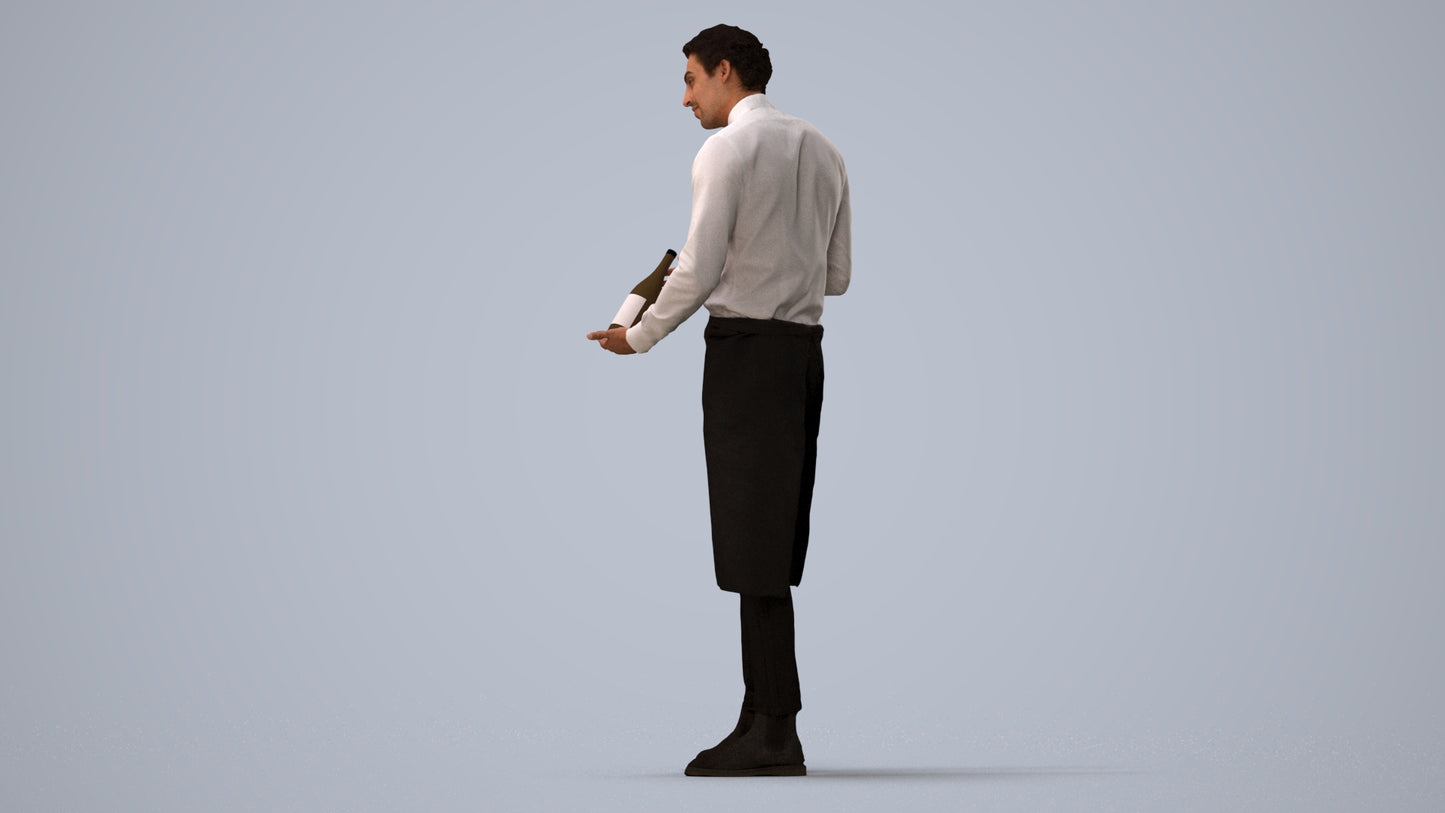 3D scanned man hospitality, photorealistic archviz people for Enscape and SketchUp, three-quarter view render