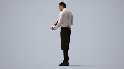 3D scanned man hospitality, photorealistic archviz people for Enscape and SketchUp, three-quarter view render