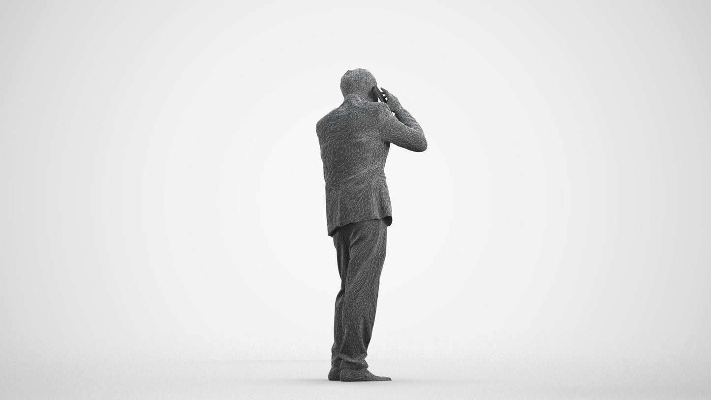 photogrammetry 3D man business, realistic human model archviz FBX, wireframe front view