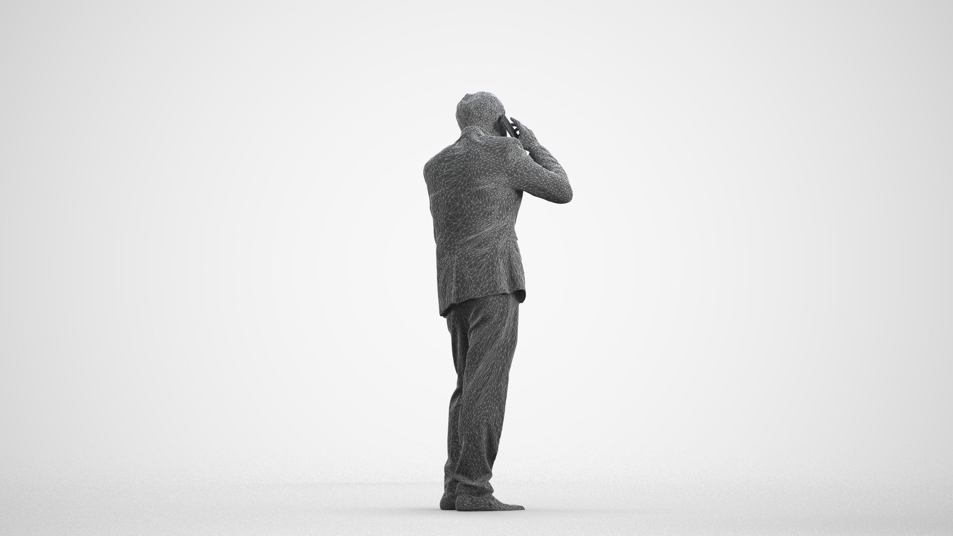 photogrammetry 3D man business, realistic human model archviz FBX, wireframe front view