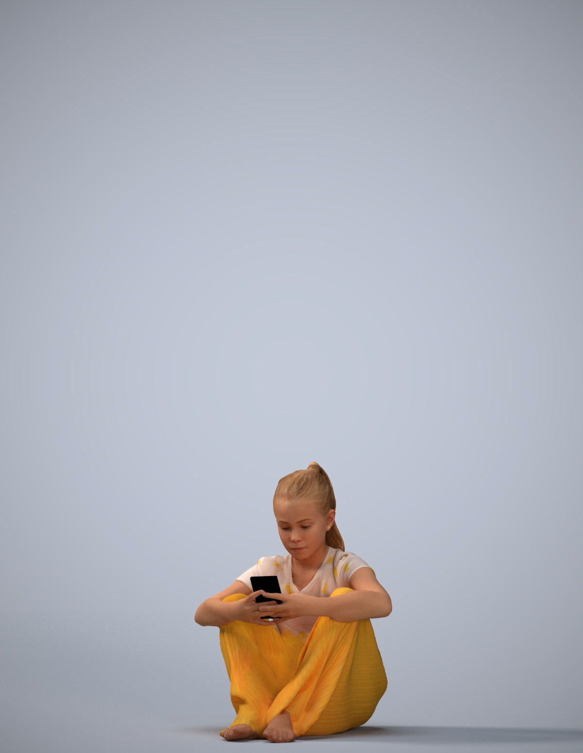 3D human model girl casual kids, photogrammetry scanned person for archviz