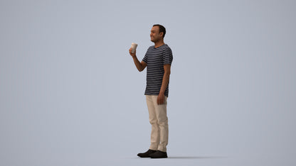 realistic 3D people man casual standing, render-ready for V-Ray and Corona, FBX OBJ, three-quarter view render