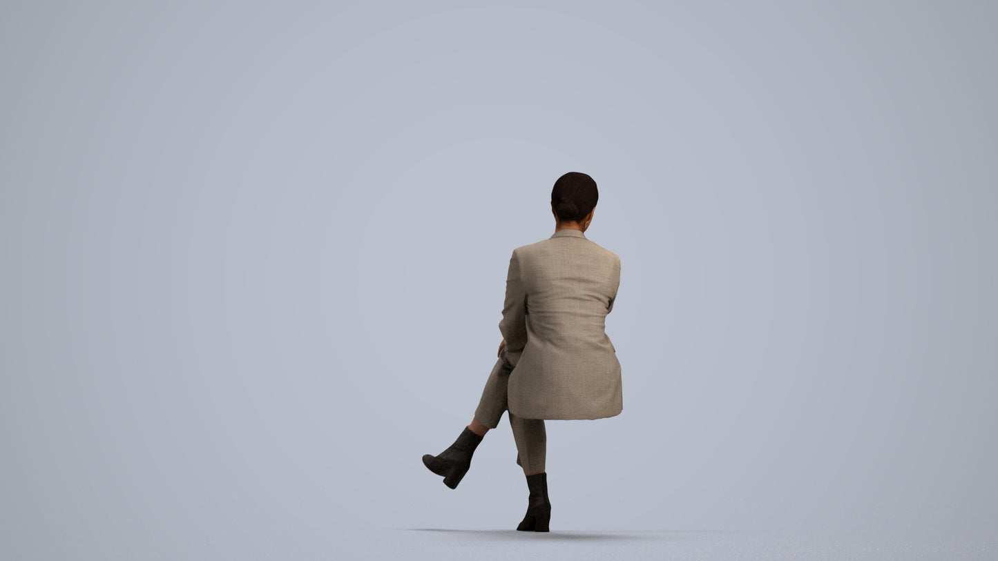 3D people model woman business, scanned human for 3ds Max rendering, front view render