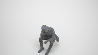 3D human model man casual business, photogrammetry scanned person for archviz, wireframe three-quarter view